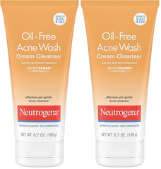 Neutrogena Oil-Free Acne Face Wash Cream Cleanser, 2% Salicylic Acid Acne Treatment, Daily Facial Cleanser for Acne-Prone Skin, 6.7 fl. oz (Pack of 2)