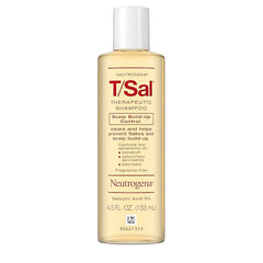 Neutrogena T/Sal Therapeutic Dandruff Shampoo,Scalp Build-Up Control,3% Salicylic Acid,Psoriasis Treatment,Seborrheic Dermatitis Shampoo,Clears Flakes,Fragrance Free,4.5 fl oz,(Pack of 4)