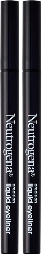 Neutrogena Precision Liquid Eyeliner with Honey & Coconut, Hypoallergenic, Smudge- & Water-Resistant Eyeliner Makeup for Precise Application, Jet Black, 0.013 fl. oz (Pack of 2)