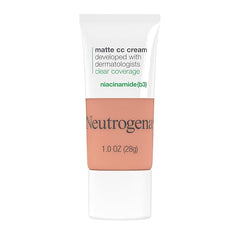 Neutrogena Clear Coverage Flawless Matte CC Cream, Full-Coverage Color Correcting Cream Face Makeup with Niacinamide (b3), Hypoallergenic, Oil Free & Fragrance Free, Cool Almond, 1 oz