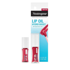 Neutrogena Hydro Boost Tinted Lip Oil with Hyaluronic Acid, Hydrating and Nourishing Lip Oil for Fuller Looking Lips, Ruby Red, .2 fl. Oz