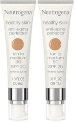 Neutrogena Healthy Skin Anti-Aging Perfector Tinted Facial Moisturizer and Retinol Treatment with Broad Spectrum SPF 20 Sunscreen with Titanium Dioxide, 50 Tan to Medium, 1 fl. oz (Pack of 2)