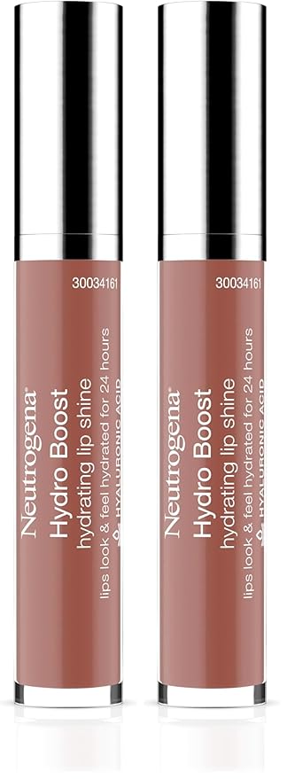 Neutrogena Hydro Boost Moisturizing Lip Gloss,Hydrating Non-Stick and Non-Drying Luminous Tinted Lip Shine with Hyaluronic Acid to Soften and Condition Lips,27 Almond Nude Color,0.10 oz,(Pack of 2)