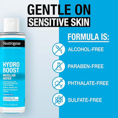 Neutrogena Hydro Boost Micellar Water with Hyaluronic Acid,Micellar Cleansing Water for Sensitive Skin,Removes Makeup,Dirt & Oil,Alcohol-Free,13.5 fl oz,(Pack of 2)