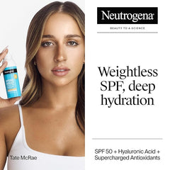Neutrogena Hydro Boost Hyaluronic Acid Face Moisturizer with Broad Spectrum SPF 50 Sunscreen,Non-Greasy,Fragrance Free Daytime Facial Moisturizer to Hydrate & Soothe Dry Skin,1.7 fl. oz,(Pack of 2)