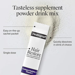 Neutrogena Hair Restore Pro-Collagen Peptide Supplement, Powder Drink Mix with Vitamin C Supports Keratin Production, Nourishes Scalp from Within & Promotes Thicker Hair, 20 Stick Packs